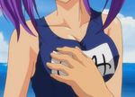  1girl animated animated_gif hitomi_(school_i) nipples purple_hair school_i school_swimsuit swimsuit 