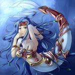  blue_eyes blue_hair long_hair mermaid mermail_abysslinde monster_girl solo sukumo_(kemutai) yuu-gi-ou 