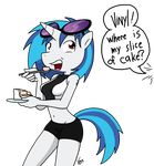  alpha_channel anthro anthrofied blue_hair breasts cake equine eyewear female food friendship_is_magic goggles hair horn mammal midriff my_little_pony open_mouth red_eyes solo theoretical-chaos unicorn vinyl_scratch_(mlp) 