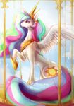  best_pony crown cutie_mark equine female feral friendship_is_magic gold hair horn mammal maocha multi-colored_hair my_little_pony necklace princess princess_celestia_(mlp) royalty solo winged_unicorn wings 