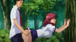  1girl against_tree animated animated_gif ass ass_grab bent_over bouncing_breasts breasts censored doggystyle forest glasses huge_breasts long_hair nature panties penis pussy red_hair red_panties rui_(school_i) school_i school_uniform sex tree underwear vaginal 