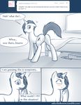  back_turned bed blush butt cobalt_snow cobalt_snow_(oc) comic cutie_mark dialog english_text equine fatalfox female feral friendship_is_magic gender_transformation hair horn horse inside looking_back mammal monochrome mtf my_little_pony open_mouth original_character pony raised_tail short_hair solo spread_legs spreading text tumblr unicorn window 