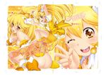  :d ;d ass bike_shorts blonde_hair bottomless breasts cure_peace finger_to_mouth hair_flaps hair_ornament kazuma_muramasa kise_yayoi licking multiple_views nipples one_eye_closed open_mouth ponytail precure shorts shorts_under_skirt skirt small_breasts smile smile_precure! tongue v yellow yellow_eyes yellow_shorts yellow_skirt 