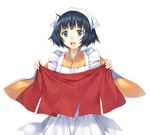  :d apron bandana black_hair blue_eyes copyright_request holding keg open_mouth short_hair smile solo white_background 