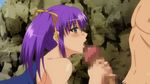  1girl animated animated_gif fellatio hitomi_(school_i) oral purple_hair school_i school_swimsuit swimsuit 