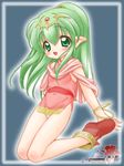  chiki fire_emblem fire_emblem:_monshou_no_nazo green_eyes green_hair mamkute nakajima_konta panties pantyshot pantyshot_(standing) pointy_ears solo standing underwear white_panties 