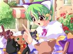  animal_ears artist_request cat cat_ears copyright_request eighth_note fake_animal_ears green_hair headband lowres musical_note short_hair solo teacher too_many too_many_cats 