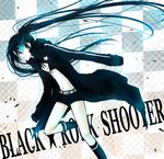  black_hair black_rock_shooter black_rock_shooter_(character) blue_eyes long_hair midriff navel nino_(sssaries) shorts solo twintails 