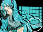  detached_sleeves green_eyes green_hair hatsune_miku long_hair nokko solo thighhighs twintails very_long_hair vocaloid 