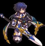 armor blue_eyes blue_hair cloak dragon_knight glaive grand_chase lowres male_focus ronan_erudon solo 