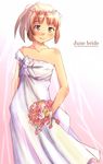  bare_shoulders bouquet bride dress flower kimi_kiss nyazui sakino_asuka solo wedding_dress 