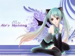  animal_ears bat_wings cat_ears cosplay green_hair hatsune_miku hatsune_miku_(cosplay) kooh long_hair pangya red_eyes solo thighhighs twintails vocaloid wings yori_(shitsuon) 