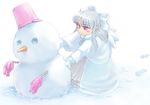  bad_id bad_pixiv_id melty_blood pointy_ears rosegray snow snowman solo tsukihime white_hair white_len 