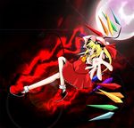  bad_id bad_pixiv_id blonde_hair flandre_scarlet hat moon ponytail ribbon short_hair solo touhou wings yantora_(toraya) 