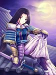  akechi_mitsuhide_(sengoku_musou) armor genderswap genderswap_(mtf) japanese_clothes long_hair maxwindy moon sengoku_musou sengoku_musou_2 sitting solo sword very_long_hair weapon 