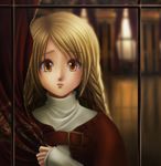  bad_id bad_pixiv_id blonde_hair braid brown_eyes cape curtains dodon_(reina) final_fantasy final_fantasy_tactics ovelia_atkascha side_braid solo 