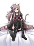  animal_ears bad_id bad_pixiv_id bed blush boots brown_eyes brown_hair choker copyright_request crossed_legs gothic long_hair meso_(gjmeso) ribbon sitting solo tail thigh_boots thighhighs very_long_hair 