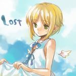  blonde_hair green_eyes lost lost-ko lowres ribbon short_hair solo sound_horizon yuuryuu_nagare 