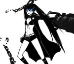  arm_cannon bad_id bad_pixiv_id black_hair black_rock_shooter black_rock_shooter_(character) blue_eyes chain long_hair midriff navel scar solo twintails weapon 