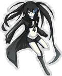  bad_id bad_pixiv_id black_hair black_rock_shooter black_rock_shooter_(character) blue_eyes long_hair midriff navel sayuma solo twintails uneven_twintails 