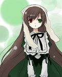  bangs brown_hair heterochromia long_hair rozen_maiden sakaki_chihiro solo suiseiseki 