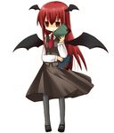  bat_wings blood book demon_girl head_wings koakuma long_hair pantyhose red_eyes red_hair solo thighhighs touhou wings yuzuki_(yuduame) 