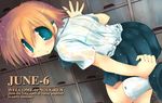  bent_over blue_eyes brown_hair original sakaki_(noi-gren) school_uniform skirt socks solo wet 