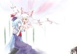  bad_id bad_pixiv_id black_hair blue_hair camera demupausagi fujiwara_no_mokou hat jpeg_artifacts kamishirasawa_keine long_hair multiple_girls paparazzi ribbon shameimaru_aya short_hair touhou white_hair 