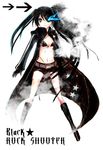  bad_id bad_pixiv_id black_hair black_rock_shooter black_rock_shooter_(character) blue_eyes long_hair midriff scar shorts solo tomoe_(pixiv) twintails 