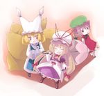  animal_ears bad_id bad_pixiv_id blonde_hair brown_eyes brown_hair cat_ears chen chibi closed_eyes fox_tail full_body hands_in_opposite_sleeves hat long_sleeves mob_cap multiple_girls multiple_tails numako pillow_hat short_hair sleeping tail tassel touhou umbrella wide_sleeves yakumo_ran yakumo_yukari 