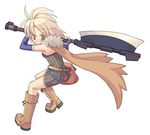  alchemist_(ragnarok_online) axe blonde_hair brown_eyes cape dress elbow_gloves gloves ragnarok_online solo tanaka_(cow) weapon 