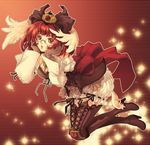  bad_id bad_pixiv_id bloomers boots bow brown_eyes dress glasses gloves grimgrimoire hair_bow head_wings margarita_surprise red_hair ribbon shima_chiyo shoes short_hair solo thigh_boots thighhighs underwear white_bloomers winged_shoes wings 