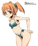  bent_over bikini brown_eyes oekaki onija_tarou orange_hair original solo swimsuit twintails wide_hips 