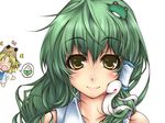  bad_id bad_pixiv_id blonde_hair eyes food frog green_hair hat kochiya_sanae long_hair moriya_suwako multiple_girls rice serizawa_mutsuki short_hair smile snake touhou 