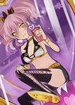  :q bikini_top boots cellphone idolmaster idolmaster_cinderella_girls jougasaki_mika long_legs midriff nerotarou@seven no_socks phone pink_hair self_shot smile solo thigh_boots thighhighs tongue tongue_out twintails yellow_eyes 