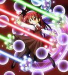  bat_wings black_legwear blush book danmaku head_wings ichidai_taisa koakuma laser long_hair magic_circle necktie open_mouth pantyhose red_eyes red_hair red_neckwear skirt solo touhou wings 