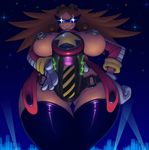  breasts crossgender dildo eyewear female glasses grin hair imminent_rape legwear looking_at_viewer not_furry red_hair robotnik sega sex_toy sif sonic_(series) stockings strapon 