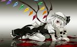  bad_id bad_pixiv_id bandages blood crack flandre_scarlet full_body hat kahchan looking_at_viewer short_hair skull solo spot_color touhou wings 