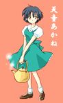  bad_id bad_pixiv_id blue_hair brown_eyes highres kettle ranma_1/2 sakuramoji short_hair solo tendou_akane 