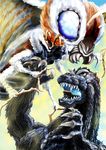  claws godzilla godzilla_(series) kaijuu kamenn mothra no_humans open_mouth sharp_teeth teeth wings 