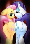  bedroom_eyes butt cutie_mark duo equine female feral fluttershy_(mlp) friendship_is_magic hair horn horse mammal my_little_pony pegasus pink_hair pony purple_hair raised_tail rarity_(mlp) shy twintailsinc unicorn wings 
