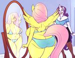  anthrofied big_breasts big_butt bikini breasts butt chubby clothed clothing couple duo equine female fluttershy_(mlp) friendship_is_magic horn huge_breasts mammal mirror my_little_pony open_mouth overweight pegasus rarity_(mlp) reflection sheela side_boob skimpy smile swimsuit tight_clothing unicorn wings 