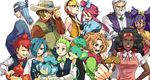  6+boys aloe_(pokemon) arty_(pokemon) asurafkmt black_hair blonde_hair blue_hair brown_hair brush corn_(pokemon) cowboy_hat dark_skin dent_(pokemon) fuuro_(pokemon) gen_5_pokemon green_hair gym_leader hachiku_(pokemon) hat iris_(pokemon) kamitsure_(pokemon) multiple_boys multiple_girls oekaki palette panpour pansage pansear pod_(pokemon) pokemon pokemon_(creature) pokemon_(game) pokemon_bw shaga_(pokemon) vest waistcoat white_hair yacon_(pokemon) 