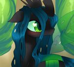  blue_hair changeling clasherz cresento equine female feral friendship_is_magic green_eyes hair holes horn horse mammal my_little_pony pony queen_chrysalis_(mlp) simple_background solo wings 