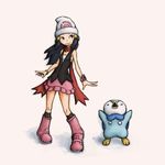  blue_eyes blue_hair boots gen_4_pokemon hair_tubes hat hikari_(pokemon) hunger knee_boots kneehighs long_hair pink_footwear piplup pokemon pokemon_(creature) pokemon_(game) skirt vest watch wristwatch 