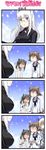  4koma ? animal_ears black_hair blush breast_envy breasts brown_hair comic dog_ears dog_tail drooling eila_ilmatar_juutilainen female_pervert francesca_lucchini head_wings heavy_breathing heidimarie_w_schnaufer highres large_breasts military military_uniform miyafuji_yoshika multiple_girls pervert red_eyes strike_witches tabigarasu tail twintails uniform white_hair world_witches_series you_gonna_get_raped 