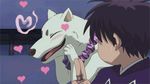  &lt;3 animated ayakashi blush canine dog fur human kekkaishi loop low_res madarao male mammal screencap unknown_artist white_fur yoshimori 