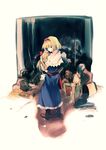  alice_margatroid blonde_hair blue_eyes bow capelet corpse hair_bow hairband long_hair long_skirt looking_back mieharu sash shanghai_doll short_hair short_sleeves skirt solo standing touhou wig 