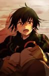  absurdres alvin_(tales) asphyxiation bad_id bad_pixiv_id black_hair brown_eyes coat gloves highres jude_mathis ku-tachibana male_focus multiple_boys spoilers strangling tales_of_(series) tales_of_xillia tears 