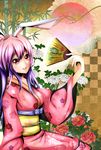  alternate_costume animal_ears bad_id bad_pixiv_id bunny_ears fan folding_fan japanese_clothes kimono lavender_hair long_hair multicolored_hair pandora-ex pink_hair red_eyes reisen_udongein_inaba smile solo touhou 